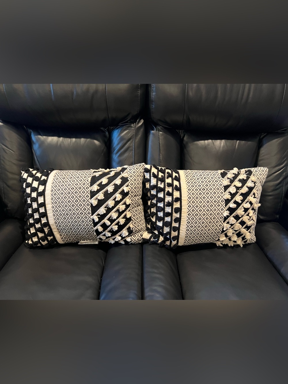 Threshold Black and White Textured Lumbar Pillow Pair (Set of 2)